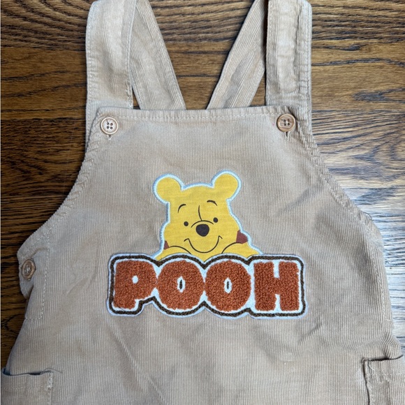 Disney Baby Beige Corduroy Winnie the Pooh Appliqué Kids One Piece Overalls 24M - Picture 2 of 15